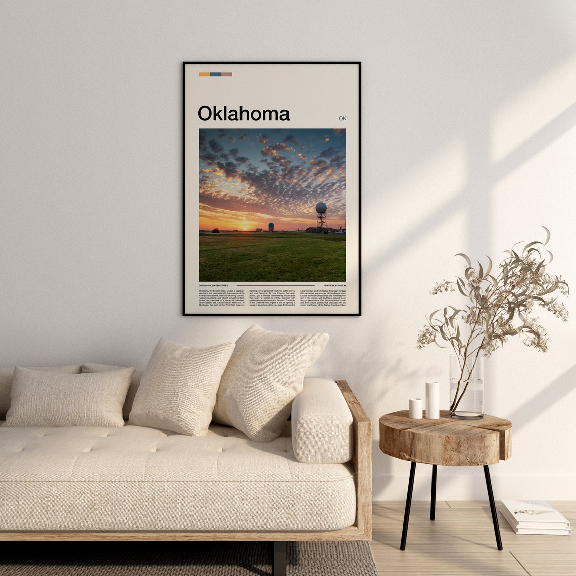 Oklahoma Prairie Sunset Radar Towers Open Sky Landscape Poster - Image 3