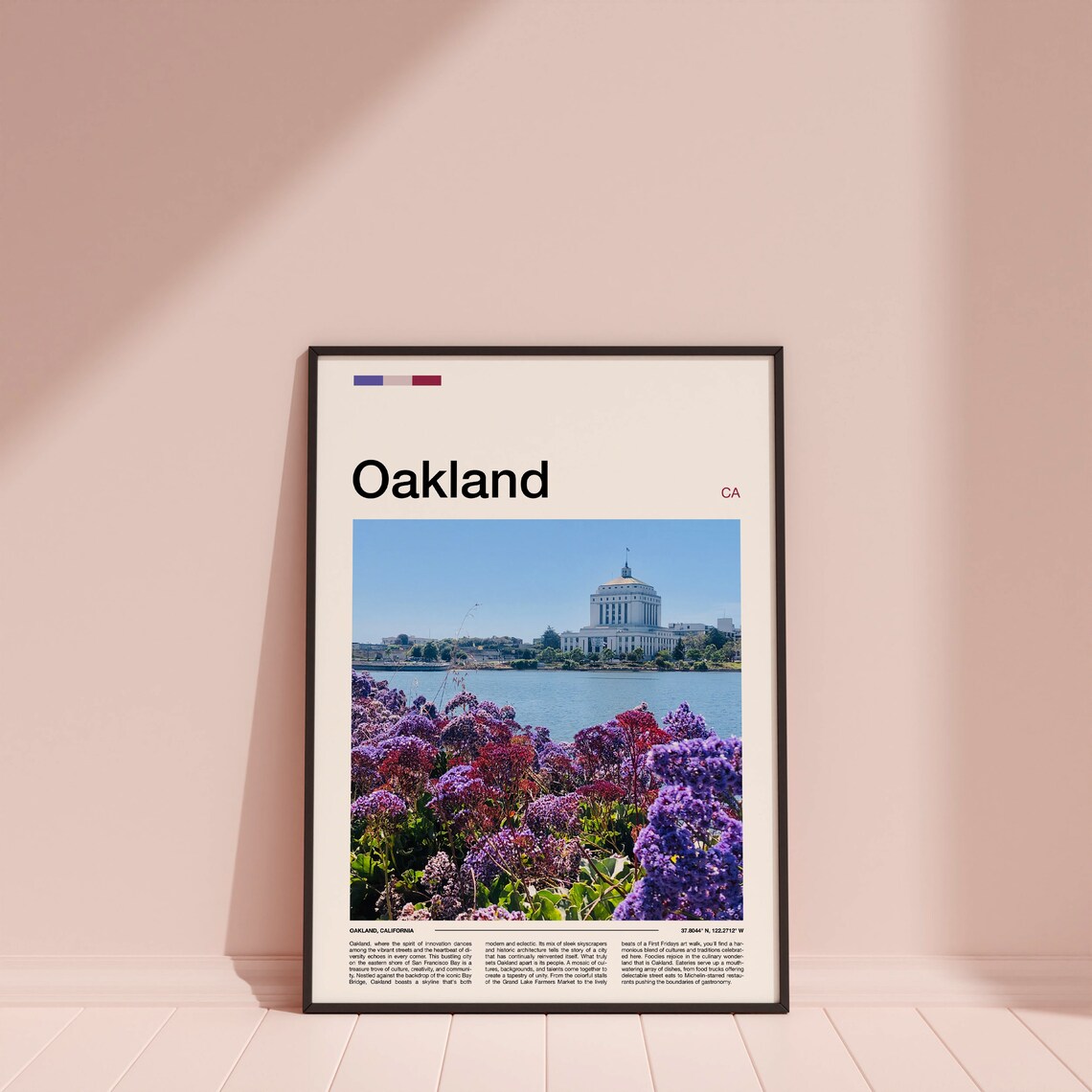 Oakland California Blooming Flowers City Hall Bay View Travel Poster - Image 3