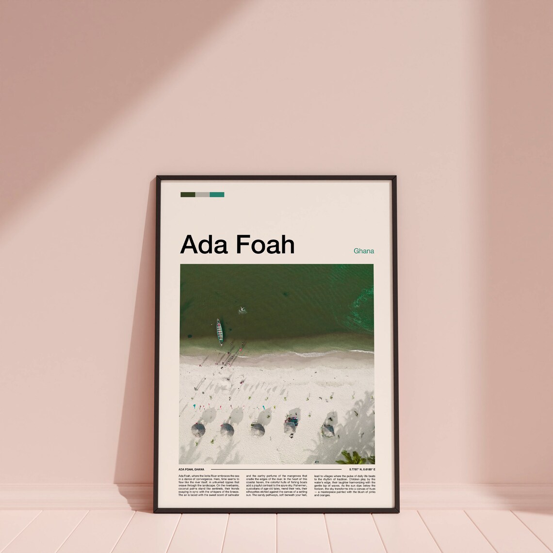 Ada Foah Ghana Aerial Beach Fishing Boats Coastal View Poster - Image 4