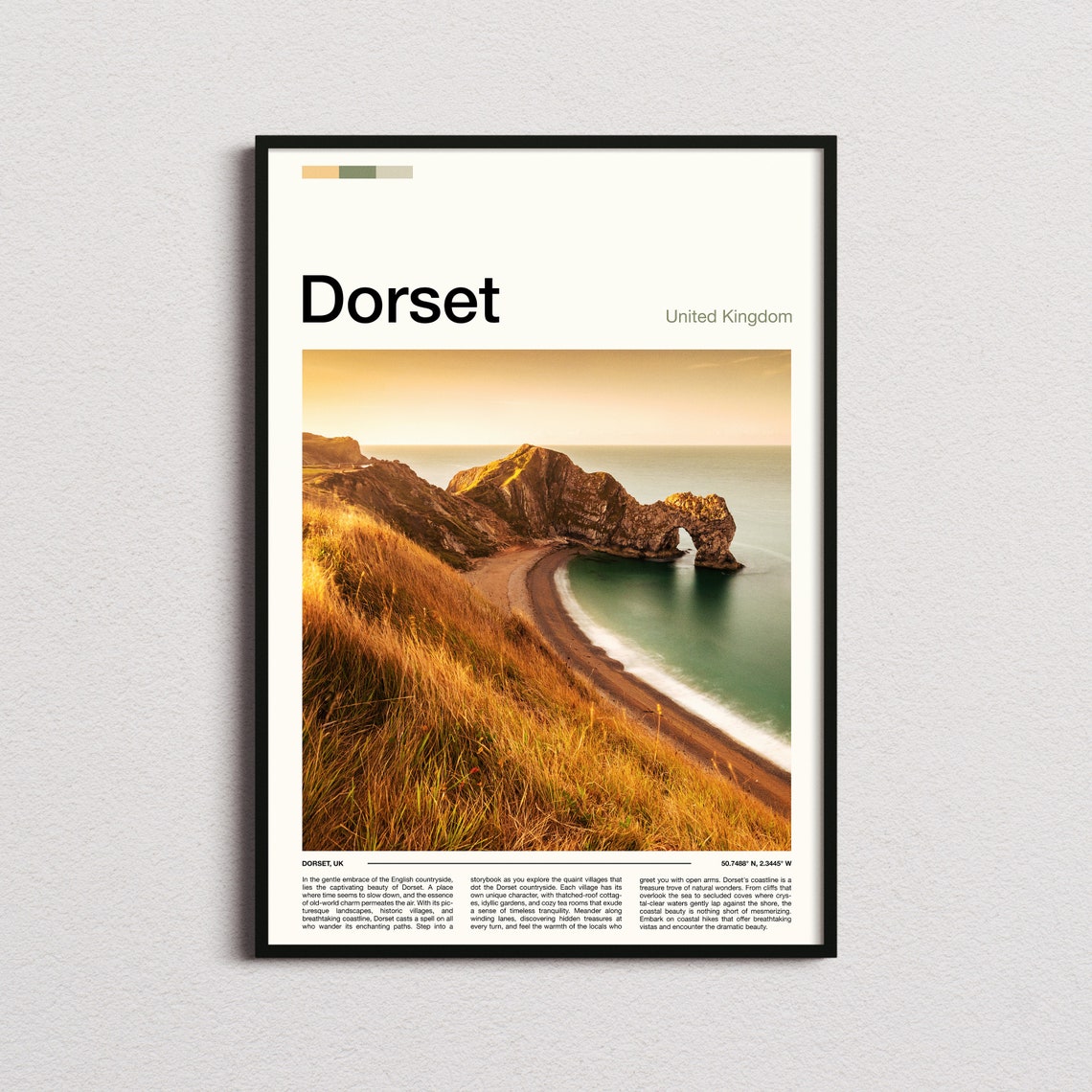 Dorset Durdle Door Golden Sunset Light Rocky Cliff Coastline Poster
