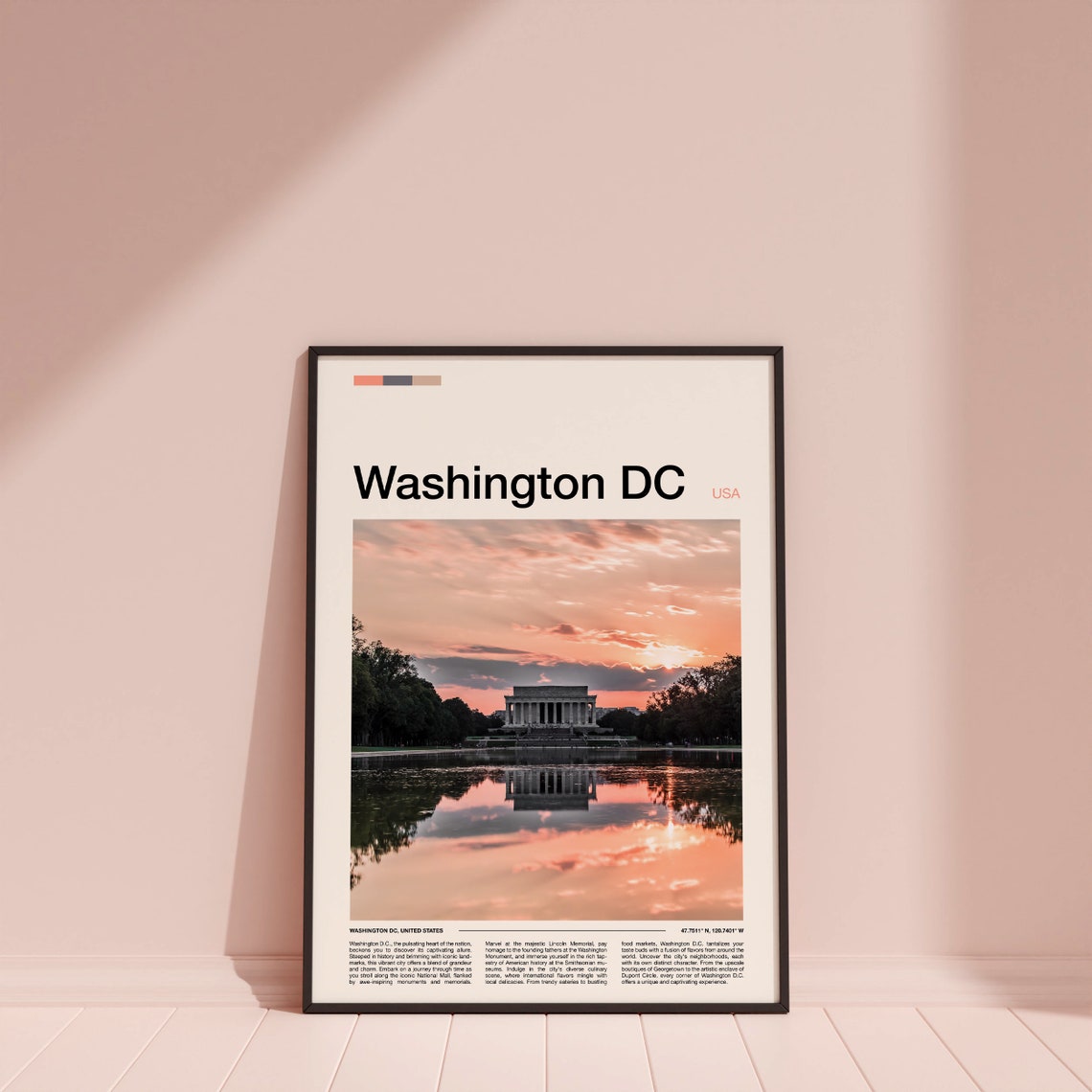 Washington DC Lincoln Memorial Sunset Reflecting Pool Poster - Image 4