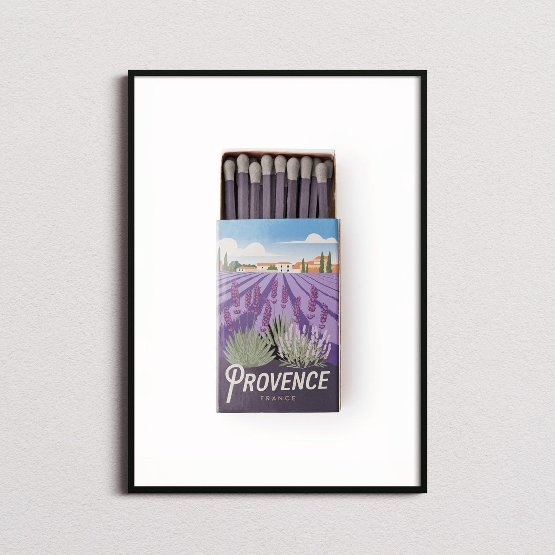 Provence France Lavender Fields Matchbox Style Countryside Art Poster