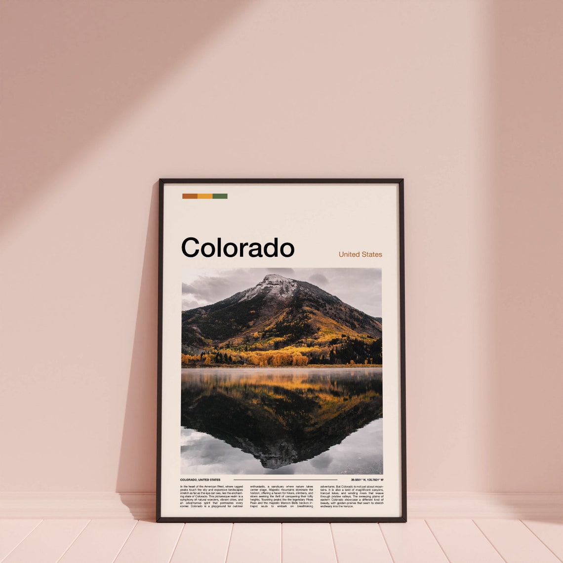 Colorado Autumn Aspen Gold Mountain Peak Lake Reflection Poster - Image 4