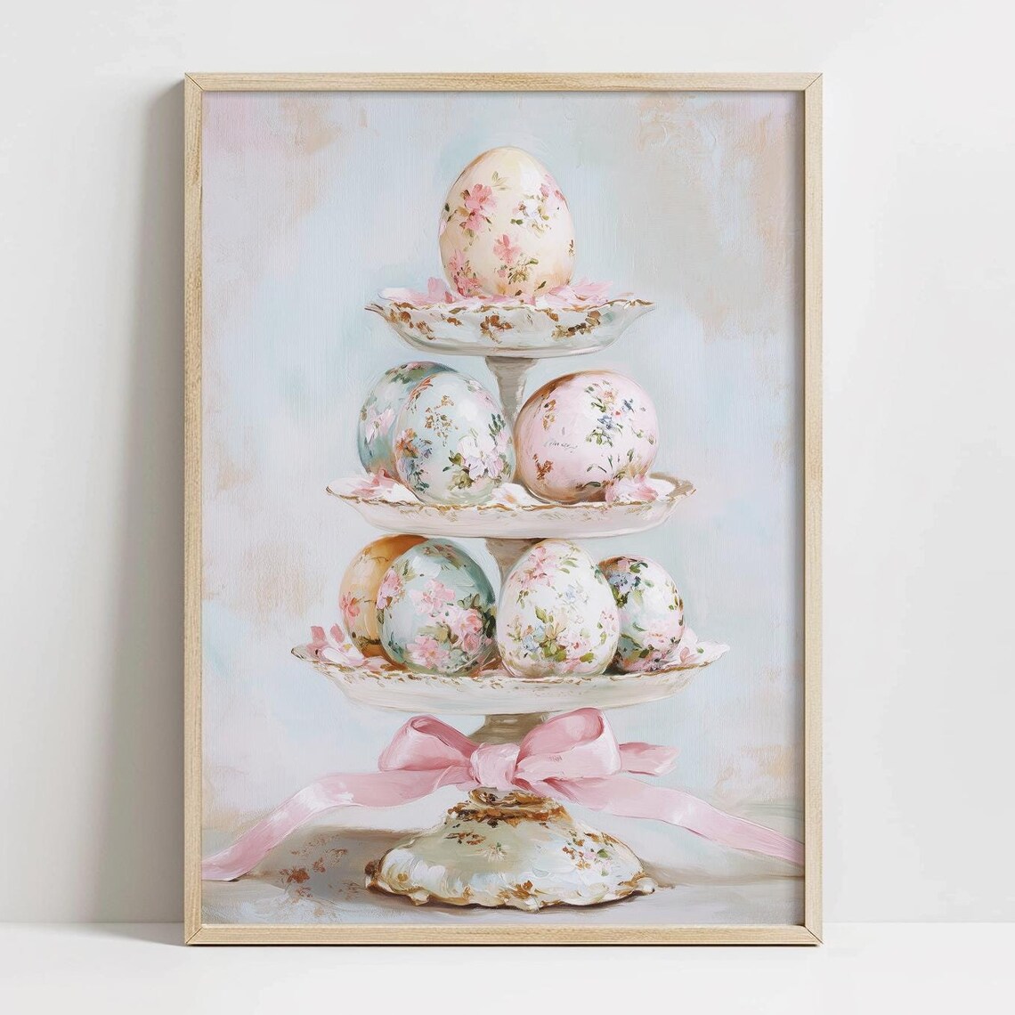 Pastel Coquette Easter Eggs Vintage Art Print