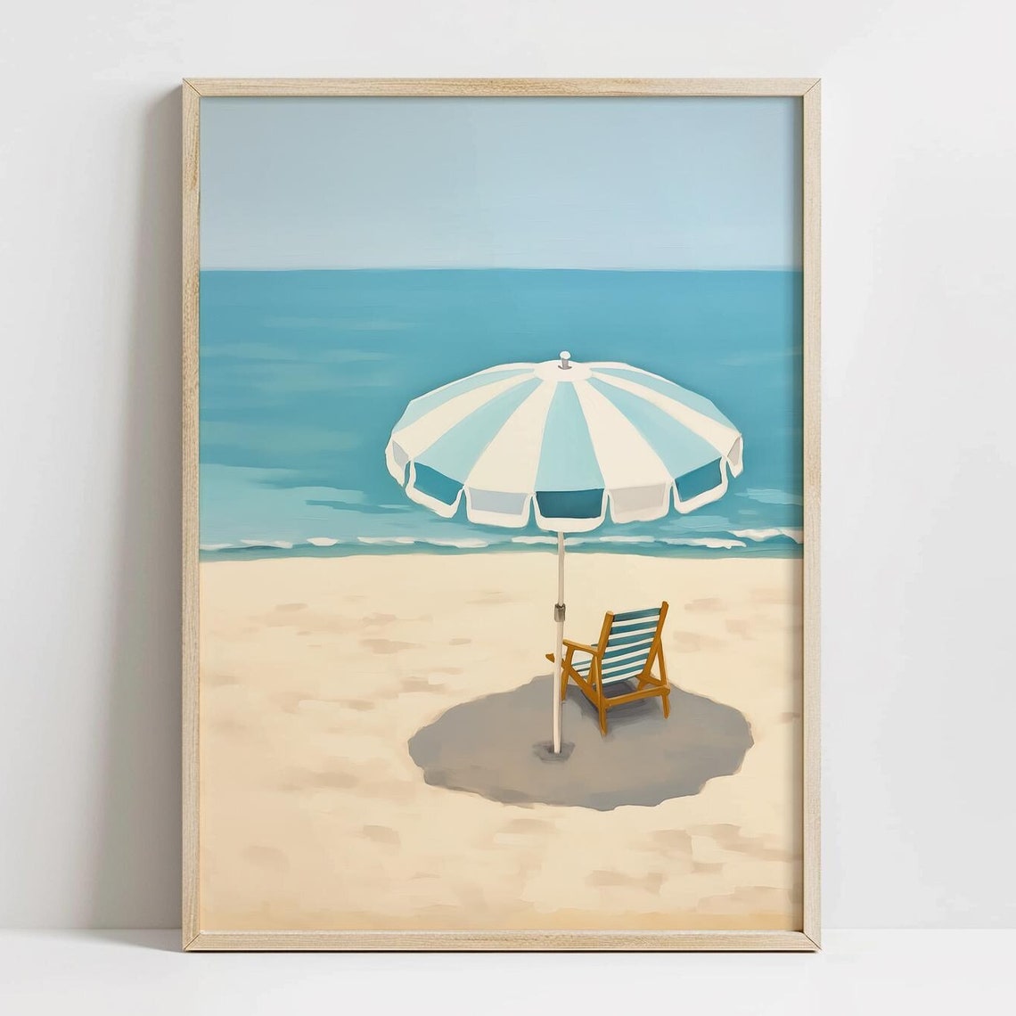 Retro Beach Umbrella Chair Coastal Summer Beach Decor Poster