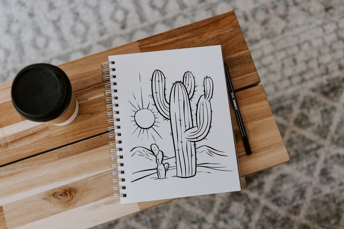 Cactus Cacti Coloring Page