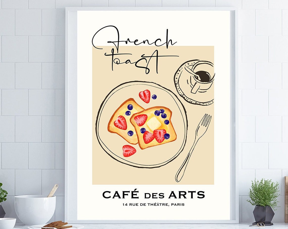 French Toast Berry Cafe des Arts Paris Breakfast Kitchen Print