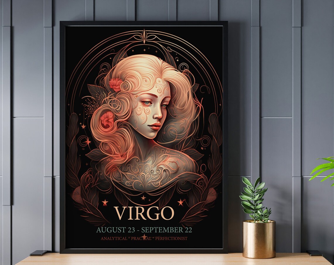 Virgo Zodiac Art Nouveau Goddess Astrology Star Sign Horoscope Poster - Image 6