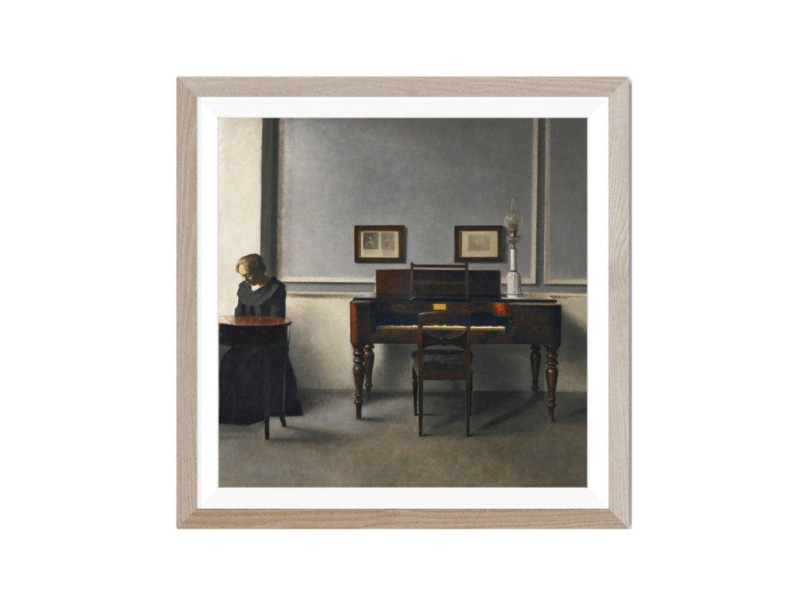 Hammershøi Ida Reading A Letter Quiet Gray Interior Vintage Art Poster - Image 2