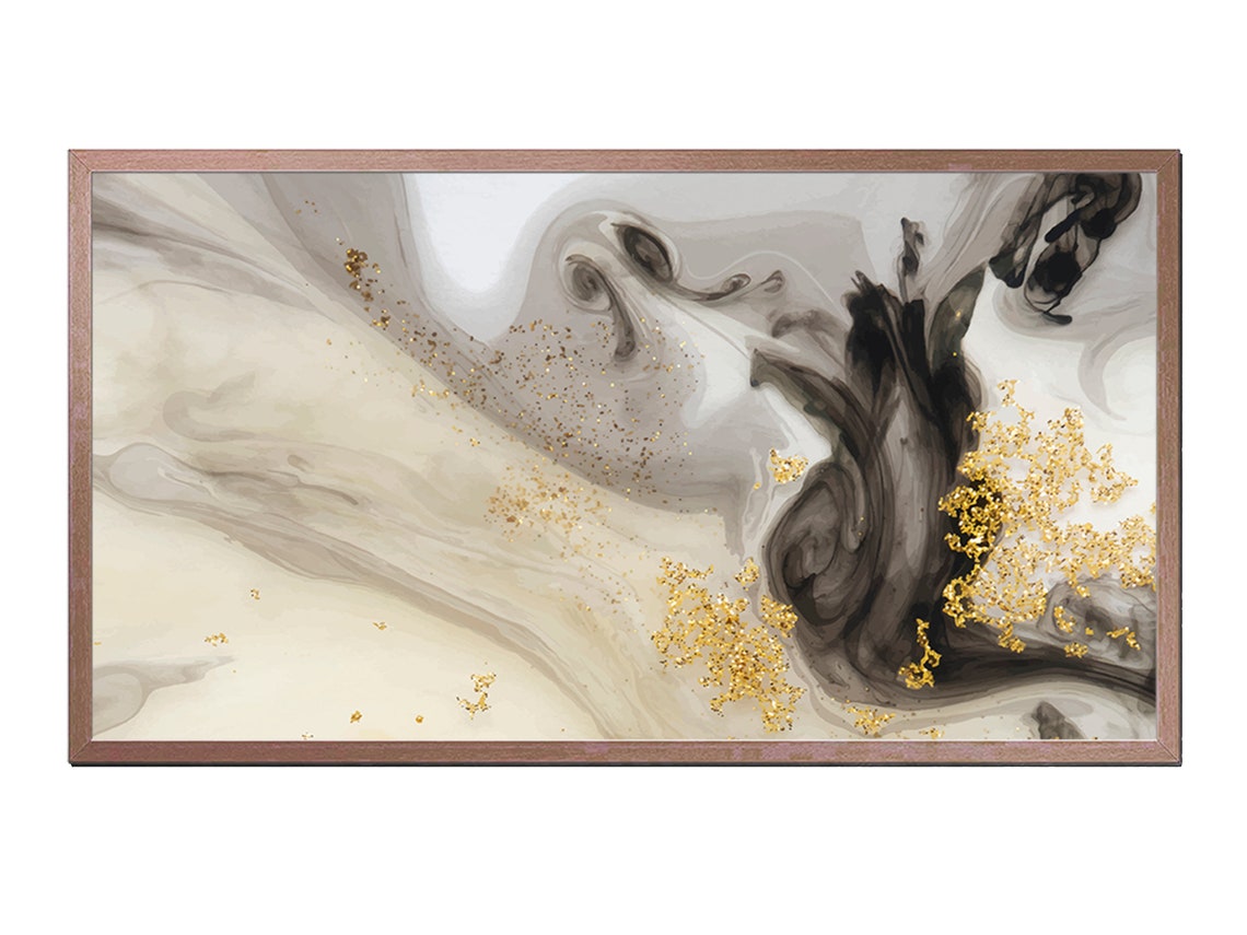 Neutral Marble Gold Leaf Abstract Modern Elegant Fluid Art Wall Poster