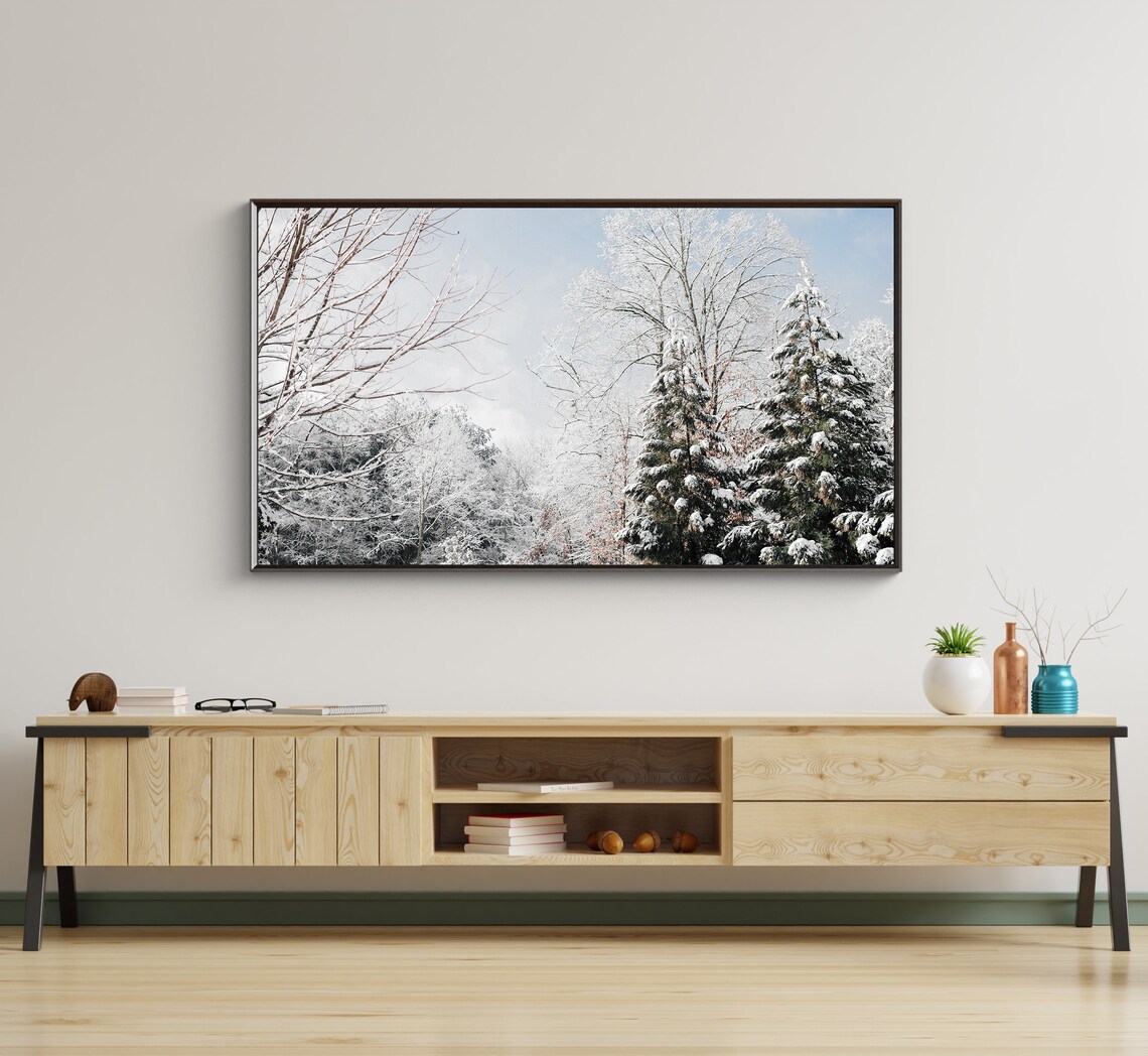 Snowy Tree Landscape Winter Art Poster Print