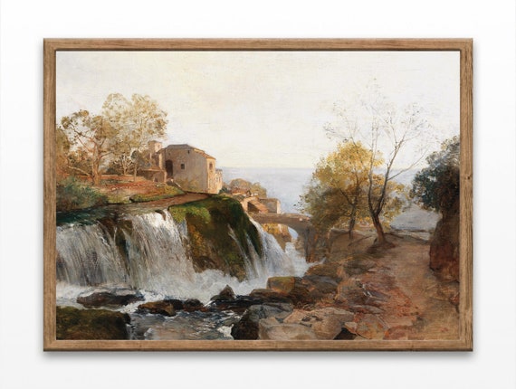 Painting Of Watermills Landscape Paintings Art Print Neutral Wall Prints Home Decor Wall Art Wall Decor