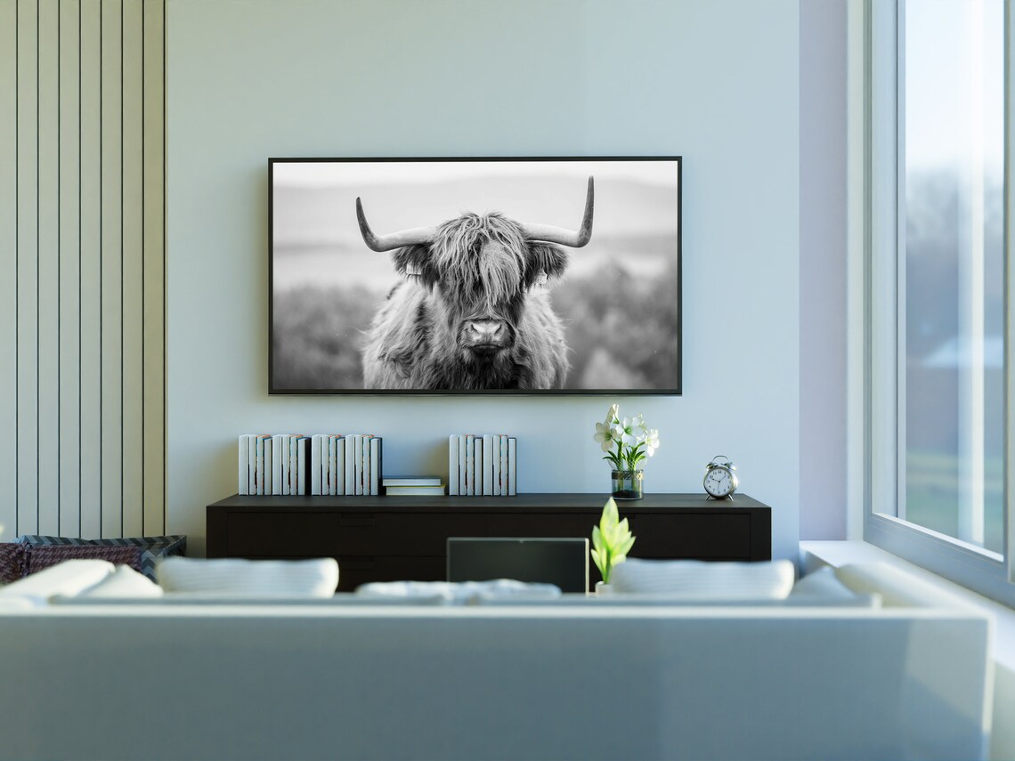Highland Cow Photo Art for TV, Farm Animal Print - Image 2