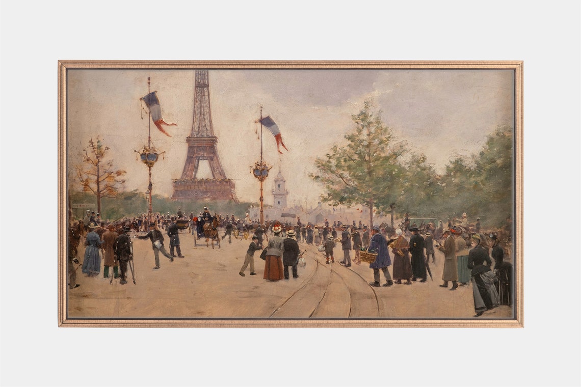 Frame Tv Art Paintings Of Paris Entrance To The 1889 Worlds Fair Vintage French Artworks Instant