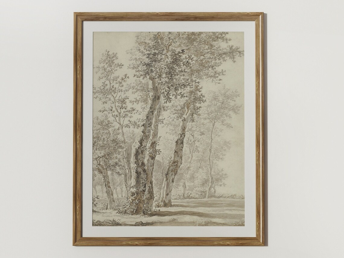 Landscape With Trees Vintage Landscape Art Print - Image 2