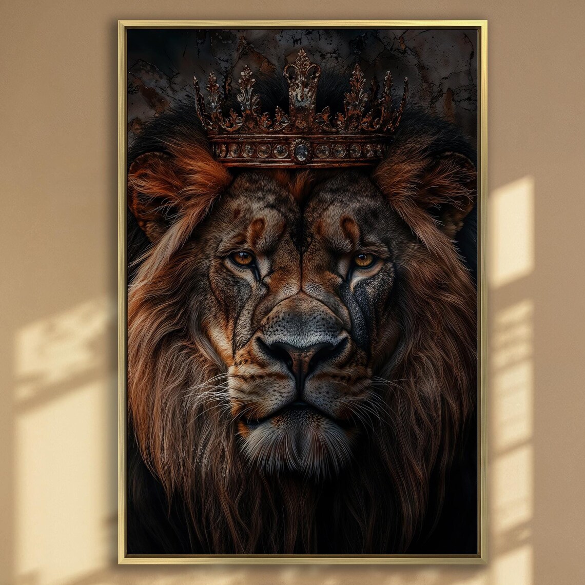 Majestic Lion Portrait Wall Art Animal Painting Print Luxury Wall Decor King Of The Jungle Poster Ready To Hang Animals Lover Gift