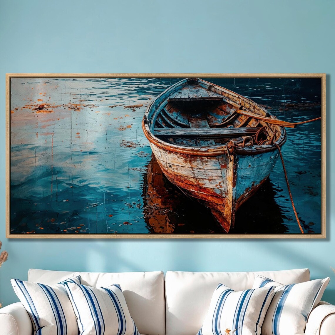Nautical Rowboat Coastal Art Print, Peaceful Decor