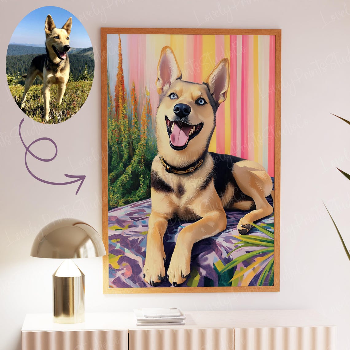 Sympathy Gift Custom Dog Painting Personalized Dog Portrait Wall Art Dog Illustration Art Pet Owner Gift Dog Mom Gifts For Her Nursery