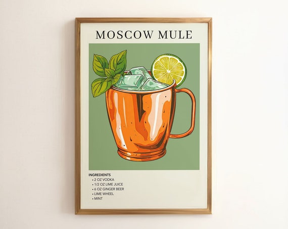 Moscow Mule Watercolor Retro Drink Poster