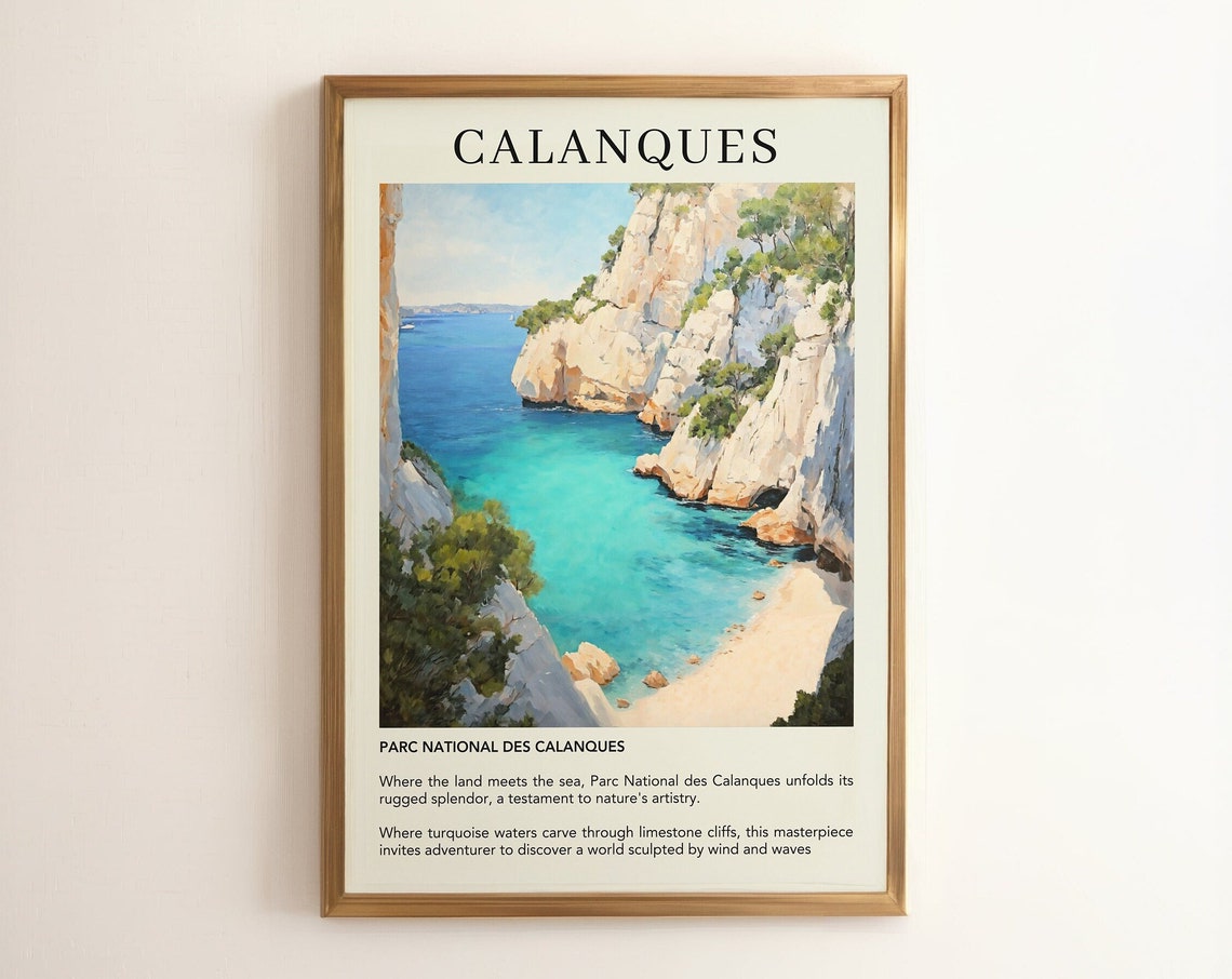 Calanques National Park Travel Poster Print France French Riviera Oil Painting Home Wall Decor Gift For Lovers Vintage Art