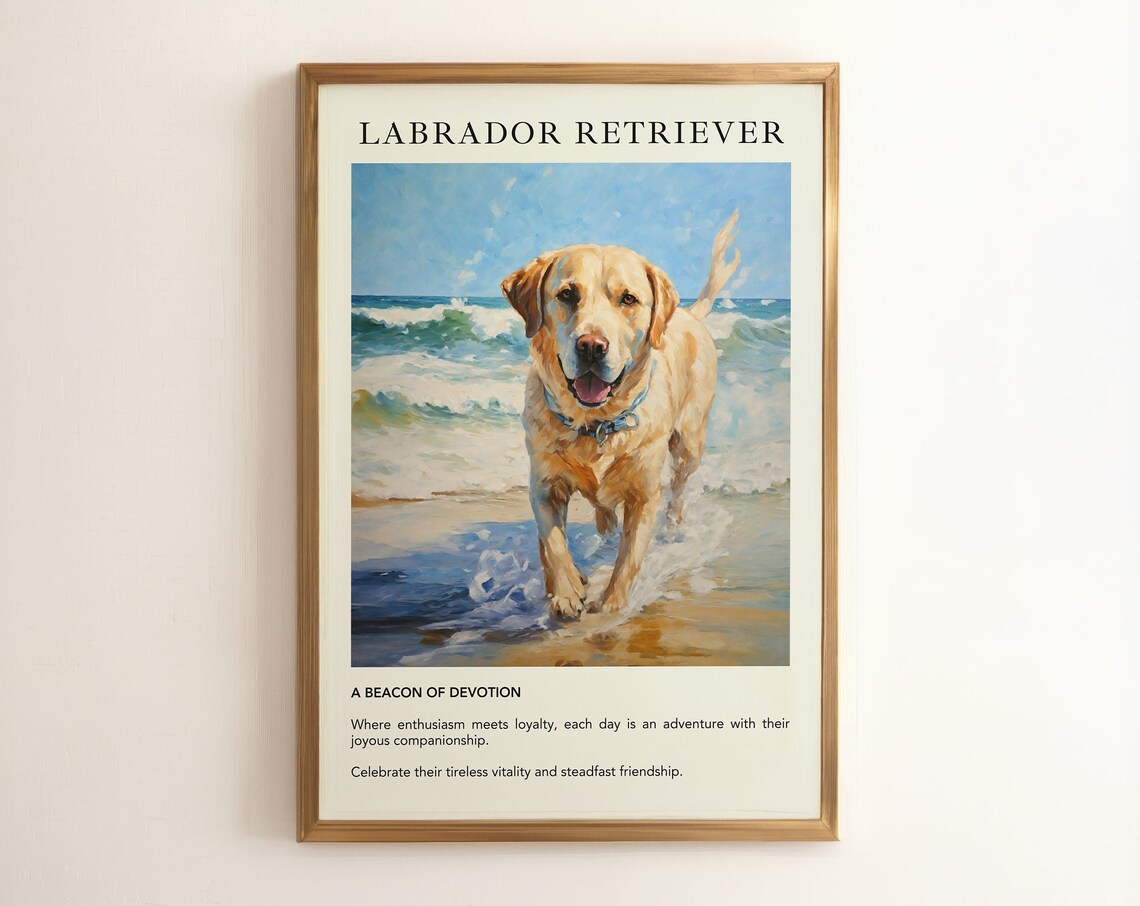 Labrador Retriever Vintage Oil Painting Art Print