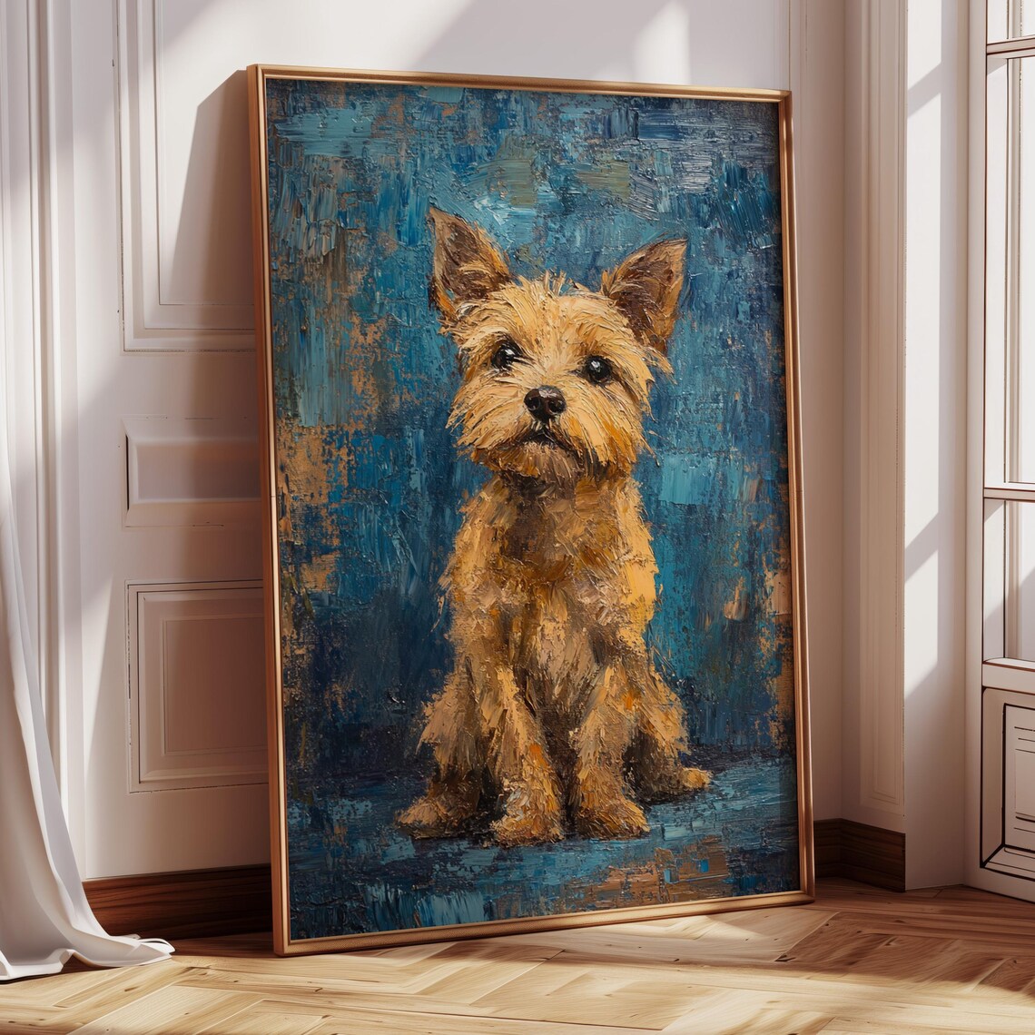 Textured Yorkie Dog Painting, Terrier Portrait