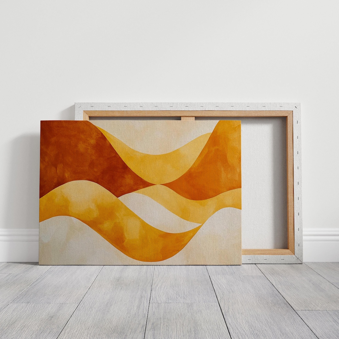 Warm Orange Gold Flowing Waves Abstract Desert Dune Modern Art Poster