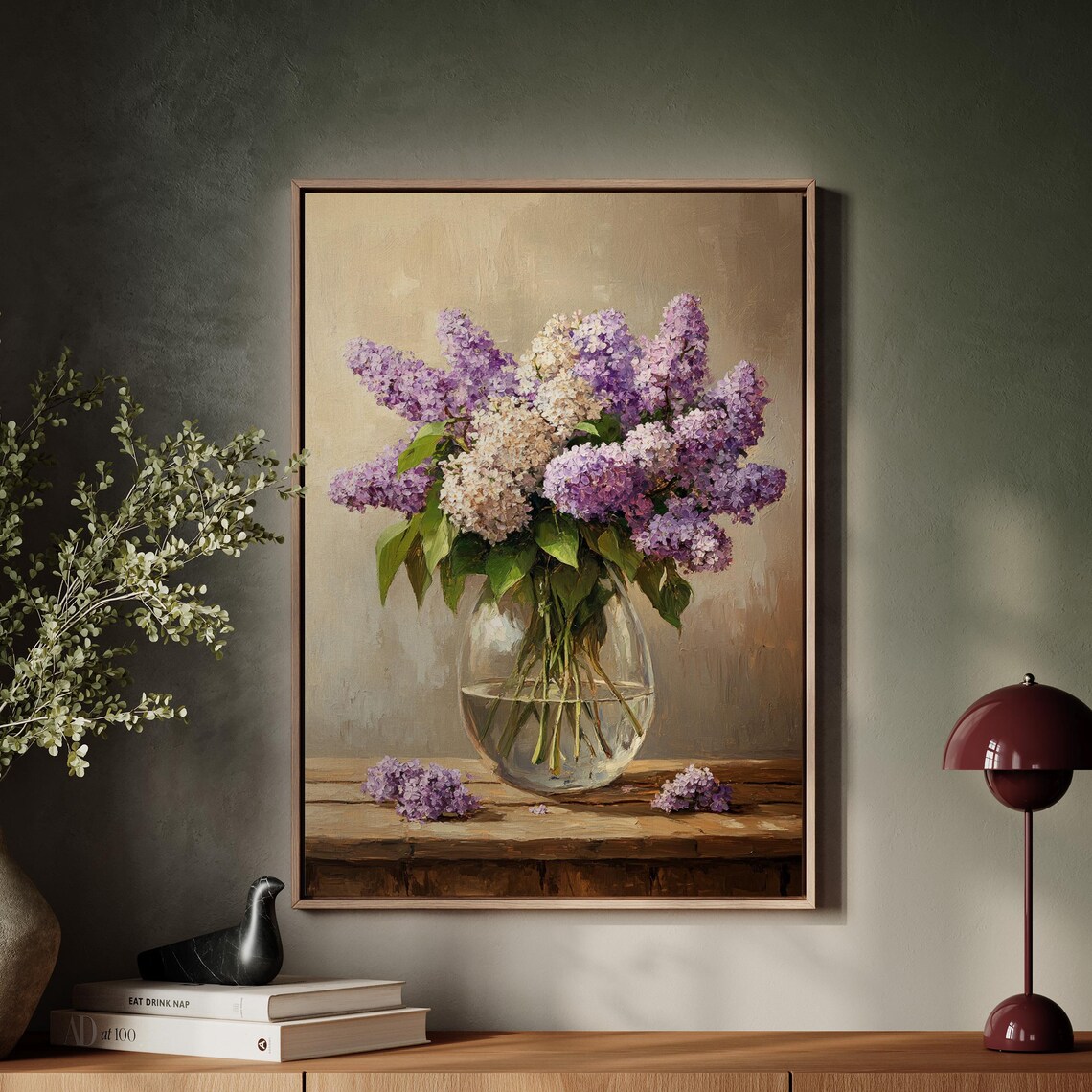 Lilac Floral Still Life, Vintage Botanical Art Print