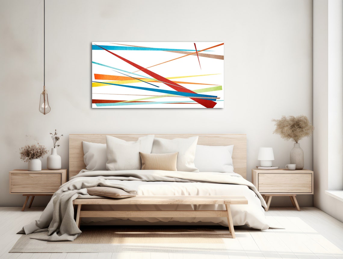 Mid Century Modern Diagonal Color Strips Abstract Art Poster - Image 2