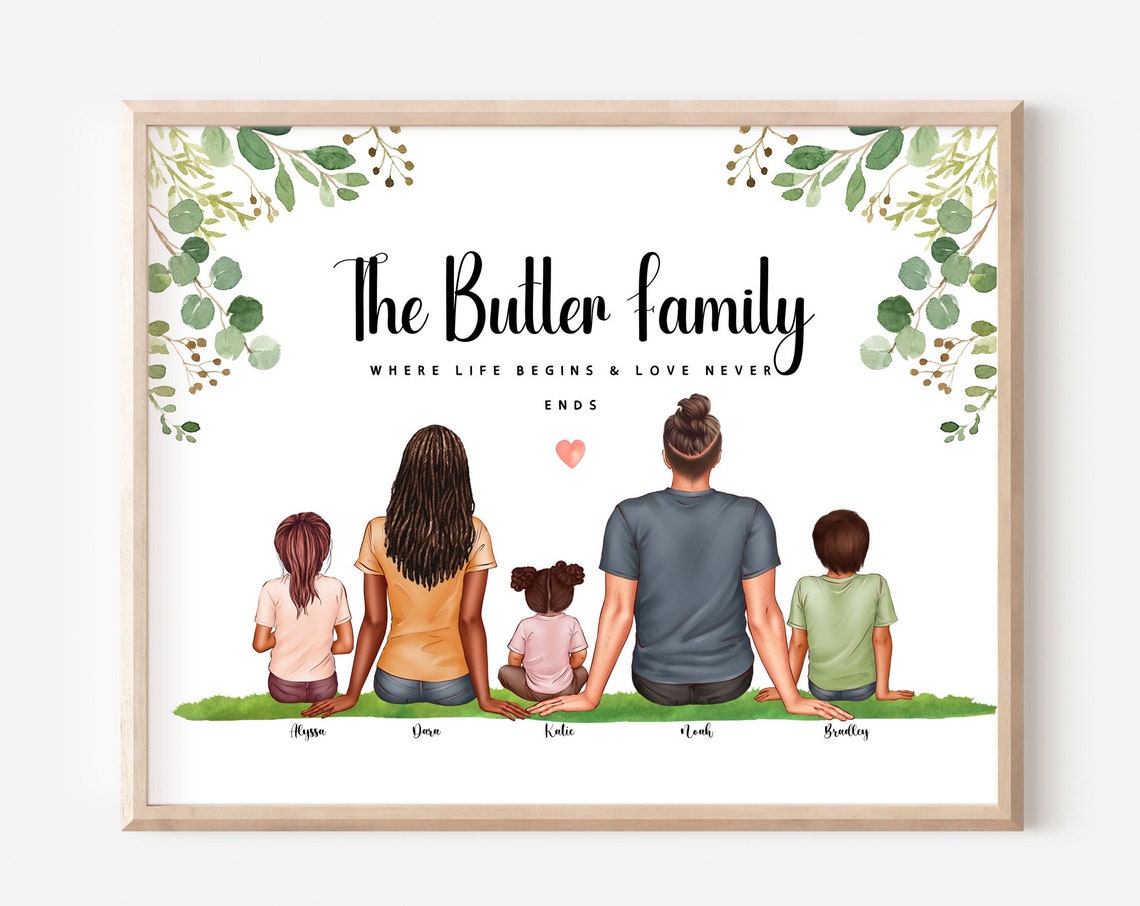 Personalized Family Print Custom Family Gift Family With Dog Print Personalised Family Portrait With Pets Family Print