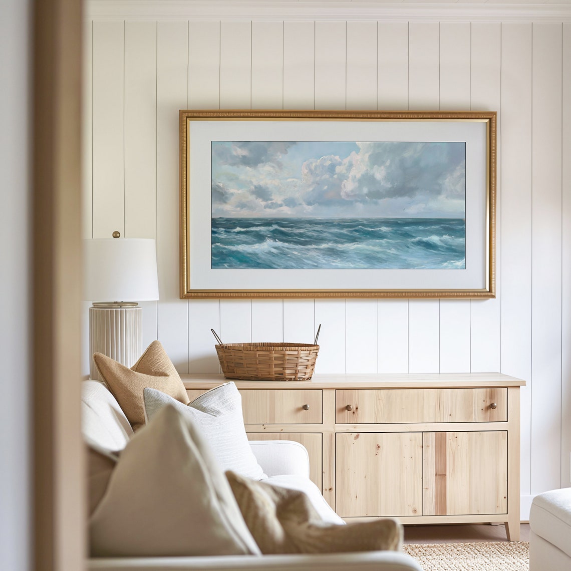 Open Ocean Cloudy Sky Vintage Seascape Dramatic Wave Art Poster - Image 3