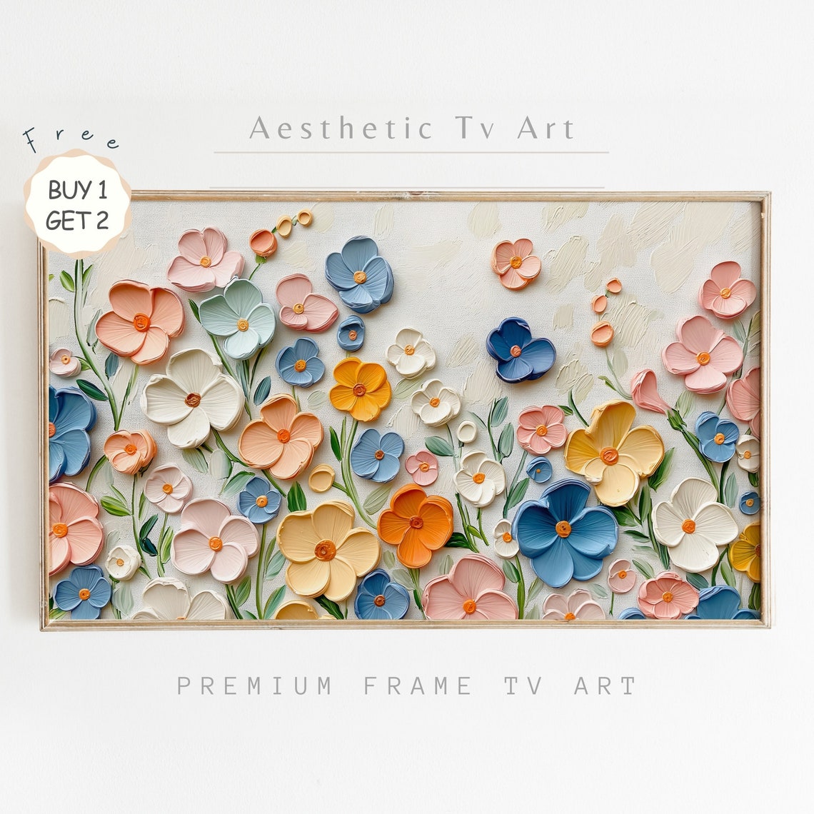 Colorful Abstract Wildflowers Textured Impasto Spring Art Poster