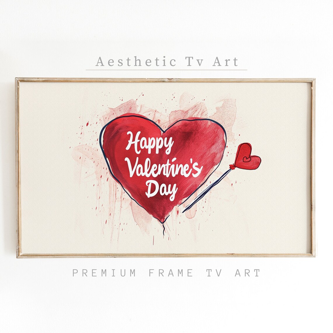 Happy Valentines Day Watercolor Heart Arrow Romantic Wall Art
