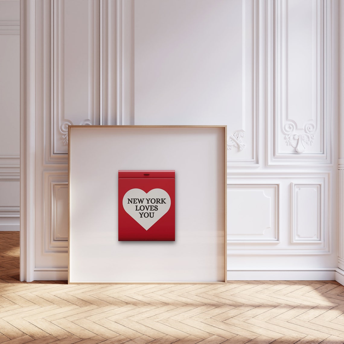 New York Loves You Matchbook Retro Typography Heart Wall Art - Image 3