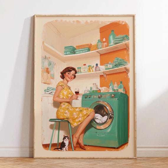 Funny Laundry Vintage Quote Poster Print, Retro 70s