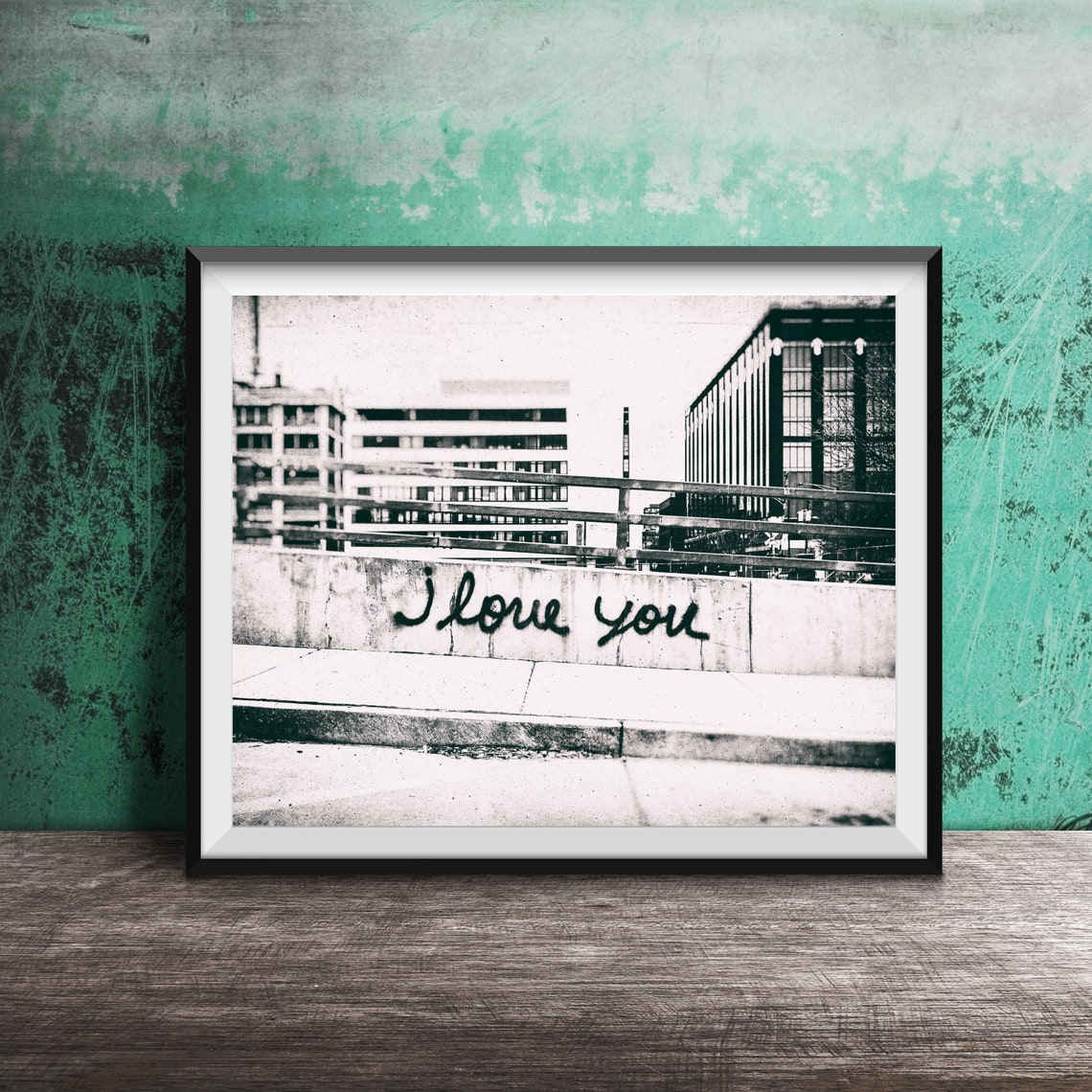 I Love You Graffiti Concrete Overpass Wall Urban Photography Poster