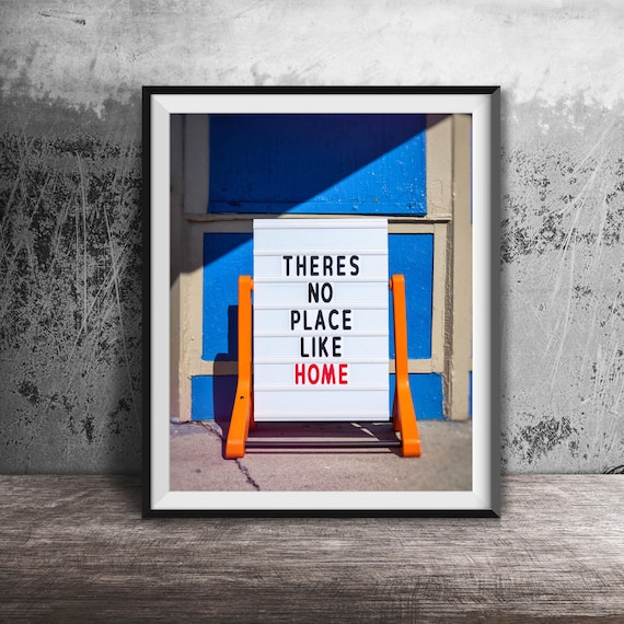 Theres No Place Like Home A-Frame Sidewalk Sign Blue Door Poster