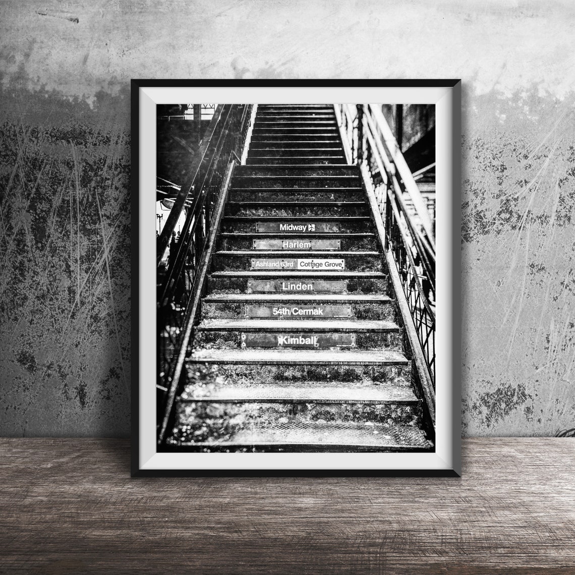 Chicago CTA Train Station Stairs Destination Signs Photography Poster - Image 2