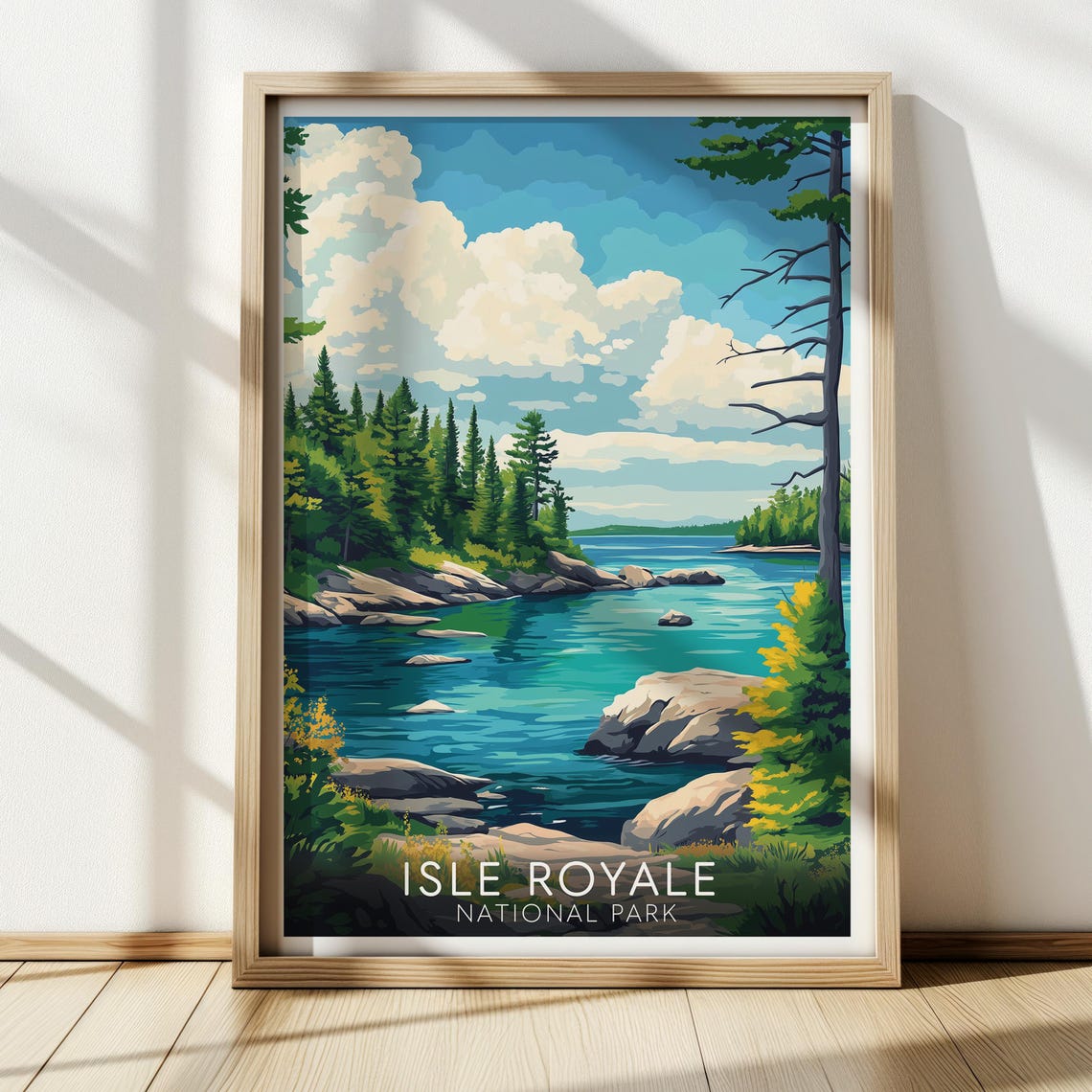Isle Royale National Park Lake Shoreline Pine Forest Travel Poster