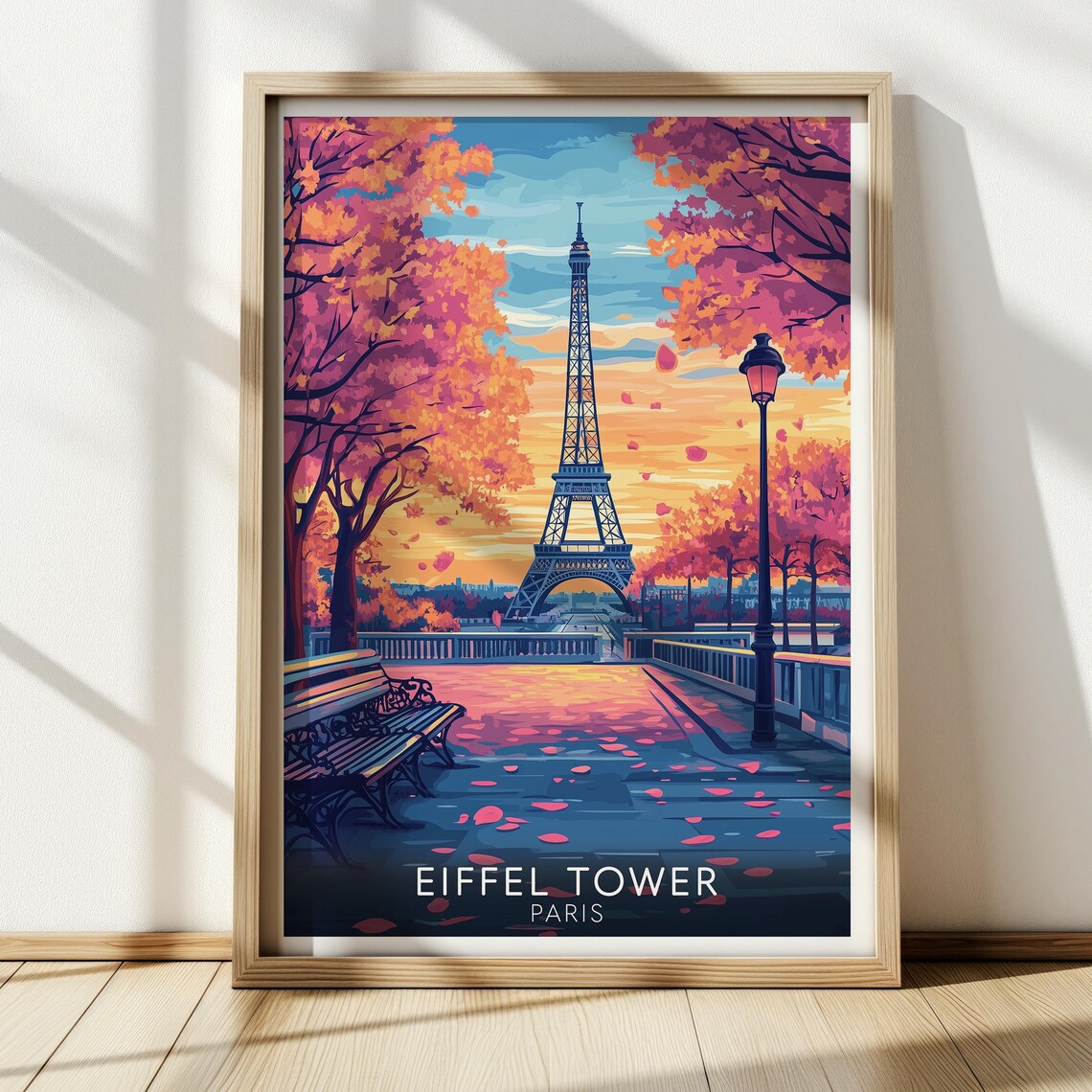 Eiffel Tower Vintage Travel Poster, Paris Landmark