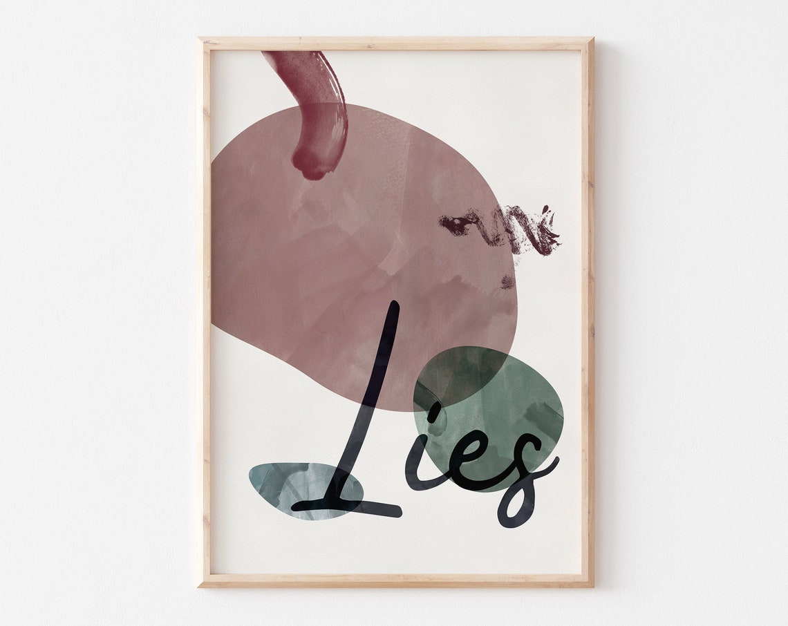 Lies Script Abstract Watercolor Shapes Modern Boho Minimalist Poster