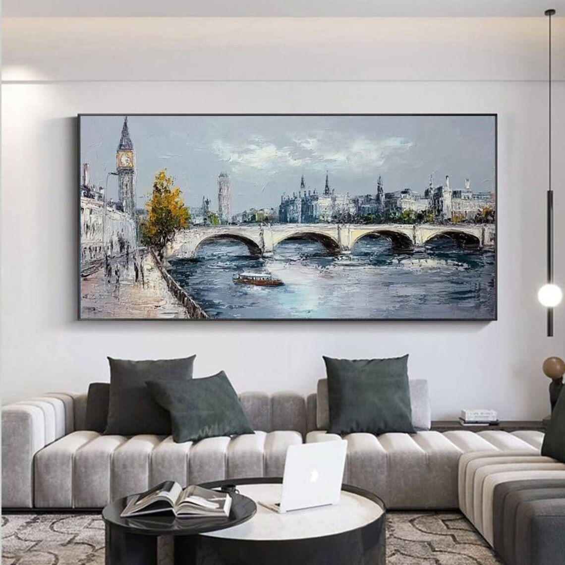 Iconic London Big Ben and Westminster Bridge Oil Painting Poster - Image 2