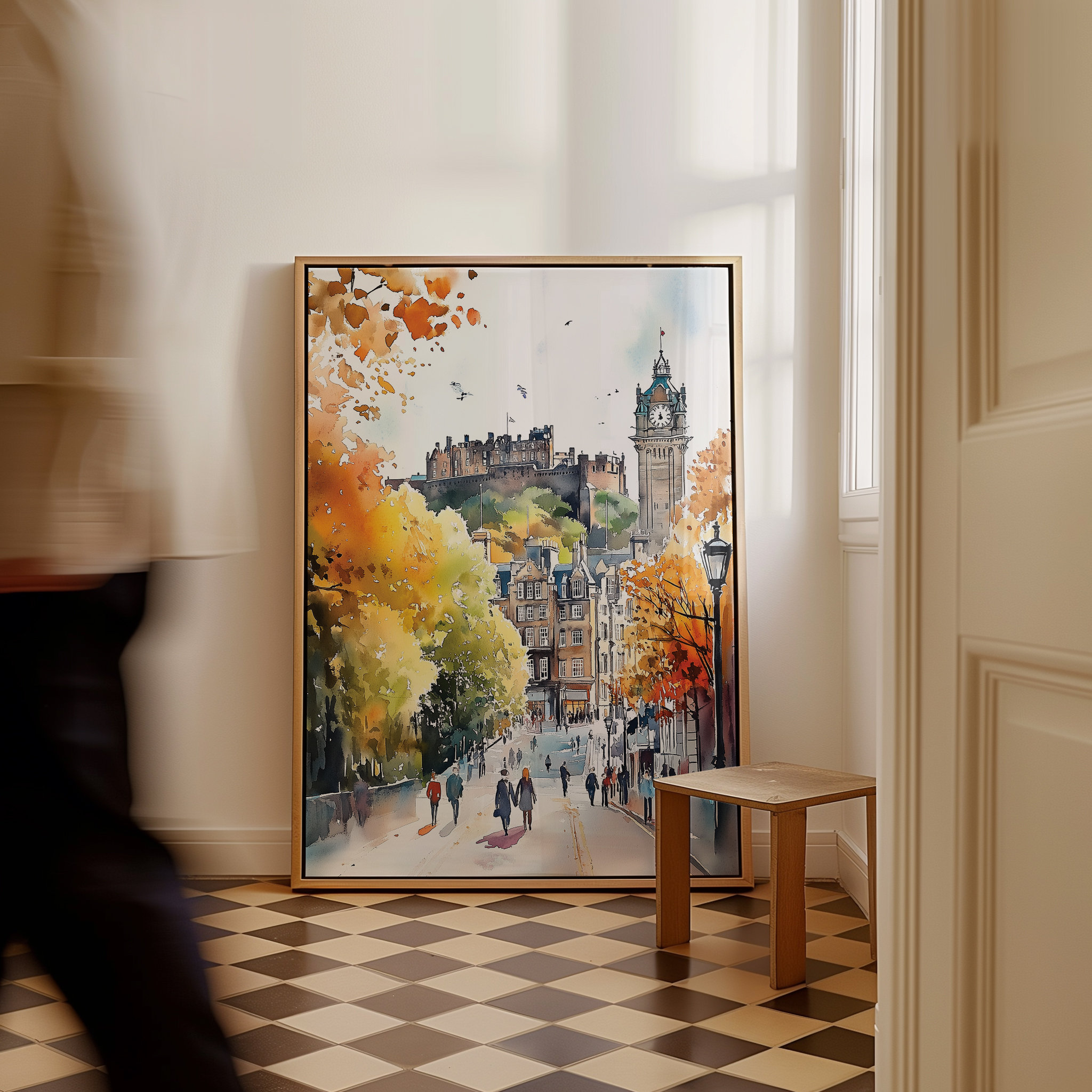 Edinburgh Watercolor Art Print, Scotland Cityscape - Image 4