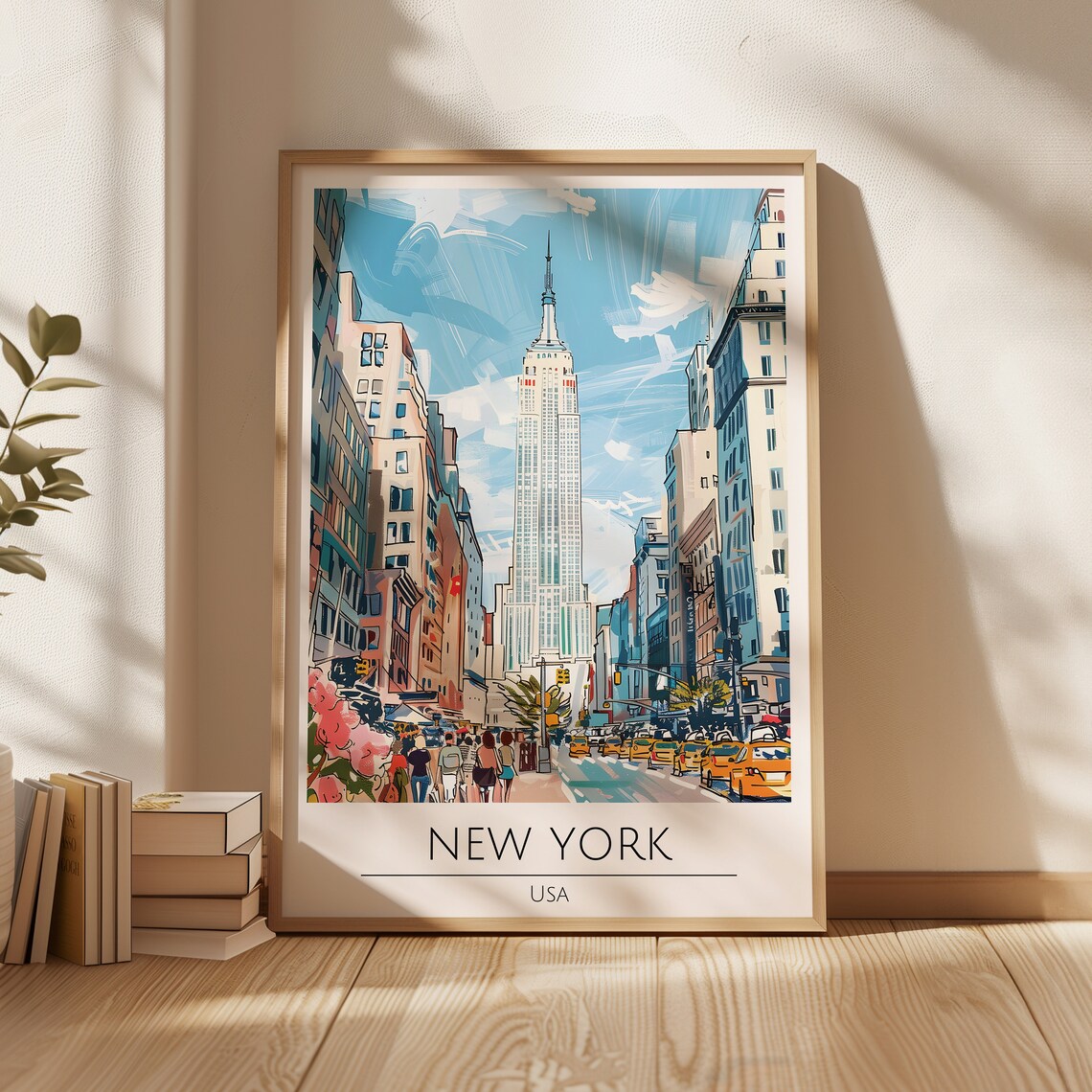 New York City Empire State Building Taxi Avenue Street Poster - Image 3