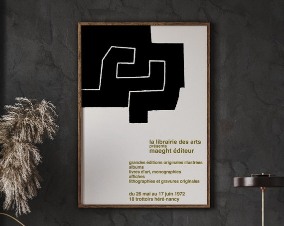 Chillida 1972 Maeght Poster Print Galerie Exhibition Minimal Artwork Abstract Lithography