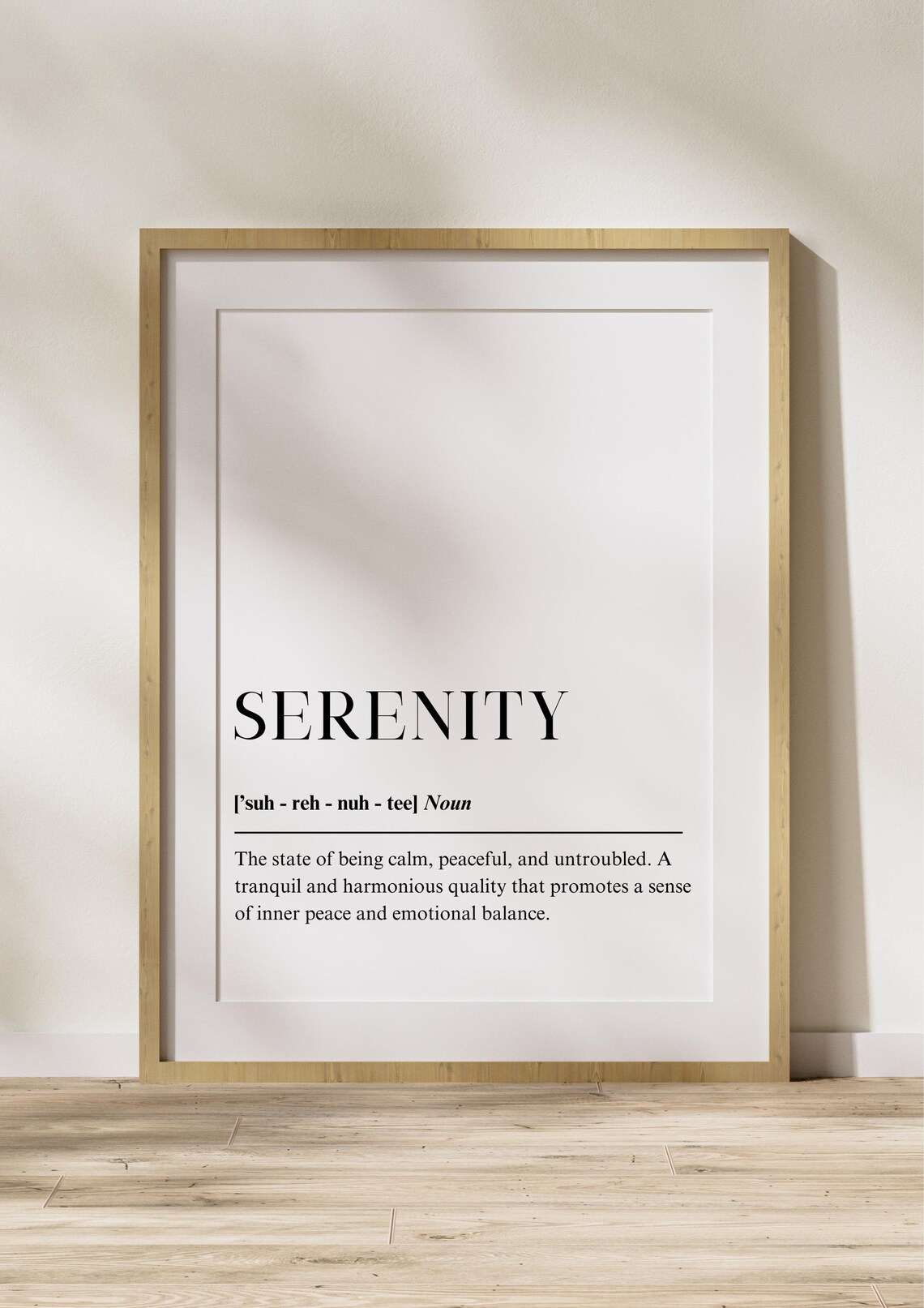 Serenity Definition Inspirational Quote Poster Print