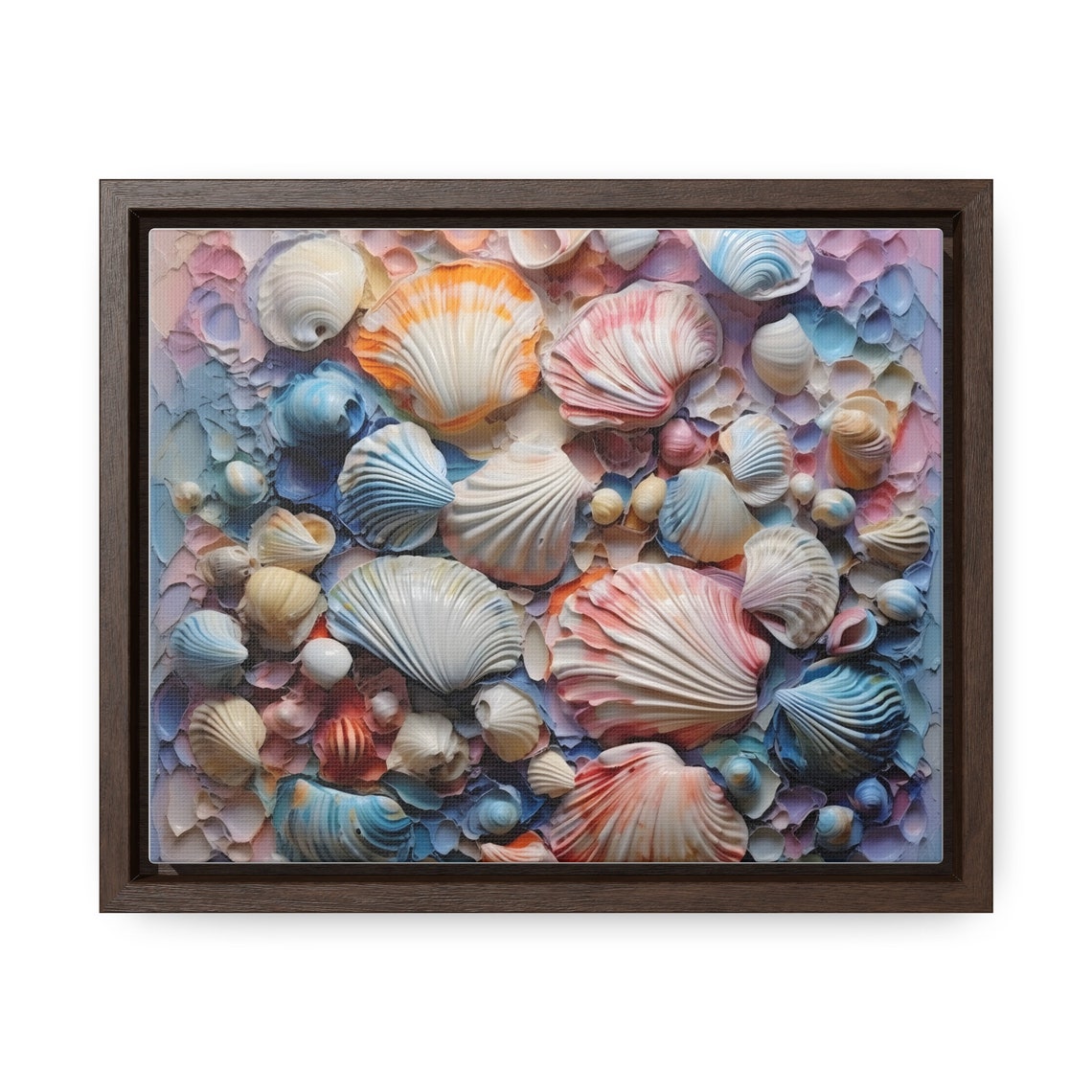 Pastel Seashell Collage Impasto Ocean Shell Texture Art Poster - Image 4