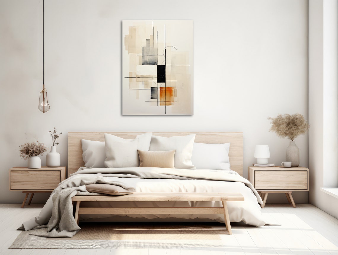 Large Geometric Wall Art Framed Print Modern Abstract Painting Minimal Geometric Artwork Out Of Range - Image 2