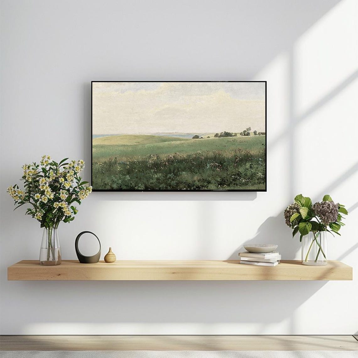 Wildflower Meadow Green Field Vintage Summer Landscape Art Poster - Image 2
