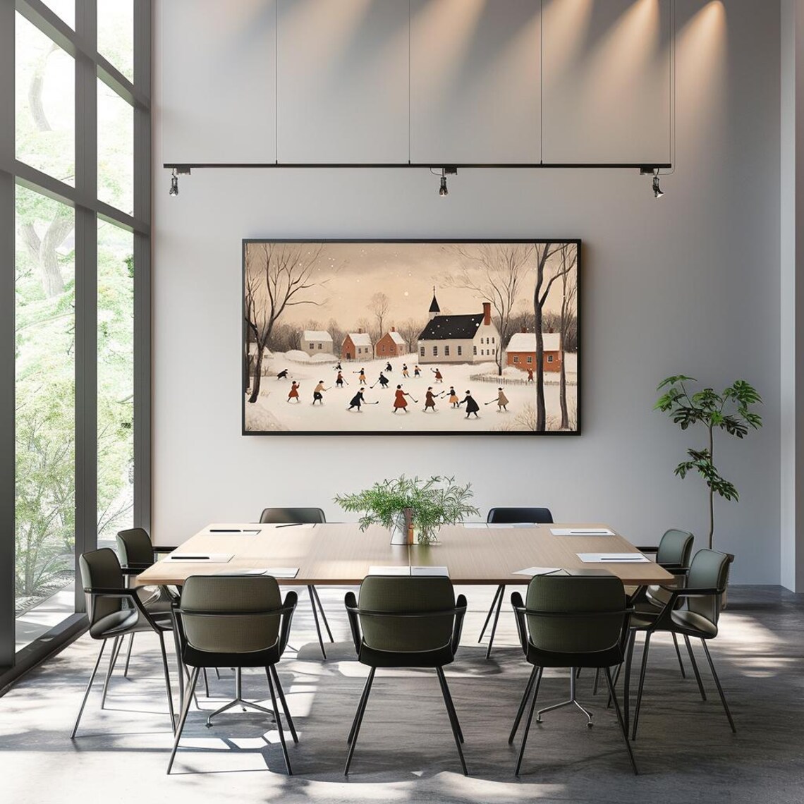 Charming Winter Scene with Ice Skaters and Village Church Poster - Image 3
